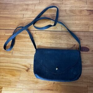 Parker Clay Everly Black Leather Small Foldover Crossbody Bag Purse